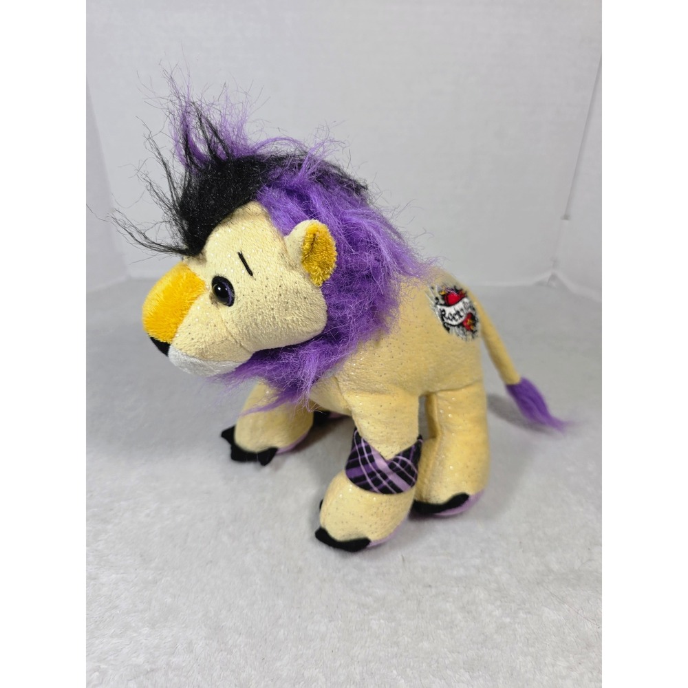 Ganz Webkinz Rockerz Lion Plush Yellow Purple Mane Rock n Roar HM5103